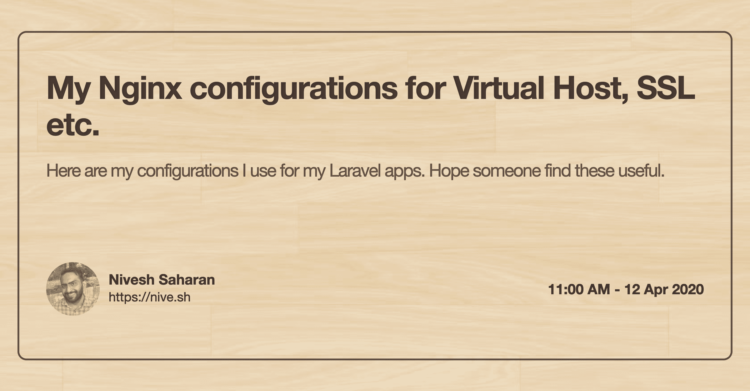 My Nginx configurations for Virtual Host, SSL etc.